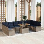 vidaXL Ensemble de canapé de jardin 11 Pièces gris et bleu marine