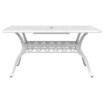 vidaXL Table de jardin blanc 150x90x72 cm aluminium coulé
