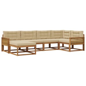 vidaXL Ensemble de canapés d'extérieur 6 Pièces Naturel et Beige