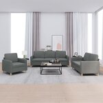 vidaXL Ensemble de canapés 3 Pièces avec coussins Gris foncé Tissu