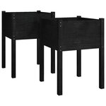 vidaXL Jardinières 2 Pièces Noir 50x50x70 cm Bois de pin massif