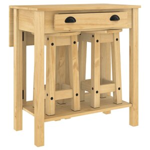 vidaXL Ensemble de bar 3 Pièces bois de pin massif