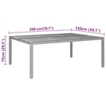 vidaXL Table de jardin 200x150x75 cm Acacia et résine tressée Noir