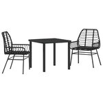 vidaXL Ensemble de salle à manger pour jardin 3 Pièces Noir polyrotin