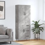 vidaXL Buffet haut Gris béton 69 5x34x180 cm Bois d'ingénierie