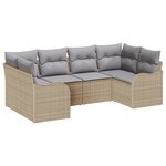 Set de Canapés de Jardin de 6 Pièces avec Coussins Beige en Rattan Poly