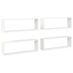 vidaXL Étagères cube murales 4Pièces Blanc 80x15x26 5cm bois d'ingénierie