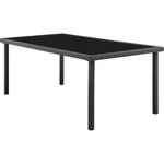 Ensemble repas de jardin - table en verre trempé et 8 chaises en résine tressée noir - Table 200 x 100 x73 cm - Chaise : 44 x 54 x 8