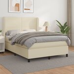 vidaXL Sommier à lattes de lit avec matelas Crème 140x190cm Similicuir