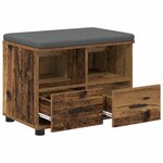 vidaXL Banc d'entrée avec coussin Bois ancien 60 x 38 x 46 cm