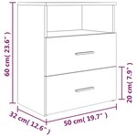 vidaXL Tables de chevet 2 Pièces Chêne fumé 50x32x60 cm