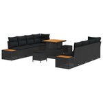 vidaXL Ensemble de canapé de jardin 11 Pièces Noir Poly rotin
