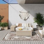 vidaXL Tapis d'extérieur marron et blanc 100x200 cm design réversible