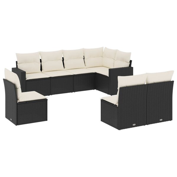 vidaXL Salon de jardin 8 Pièces avec coussins noir résine tressée
