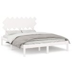 vidaXL Cadre de lit Blanc 150x200 cm Très grand Bois massif