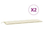 vidaXL Coussins de banc de jardin lot de 2 blanc crème tissu Oxford