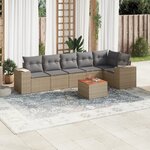 vidaXL Salon de jardin avec coussins 7 Pièces beige résine tressée