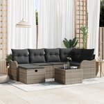 Ensemble de Canapés de Jardin vidaXL 7 Pièces avec Coussin Gris Rattan Poly