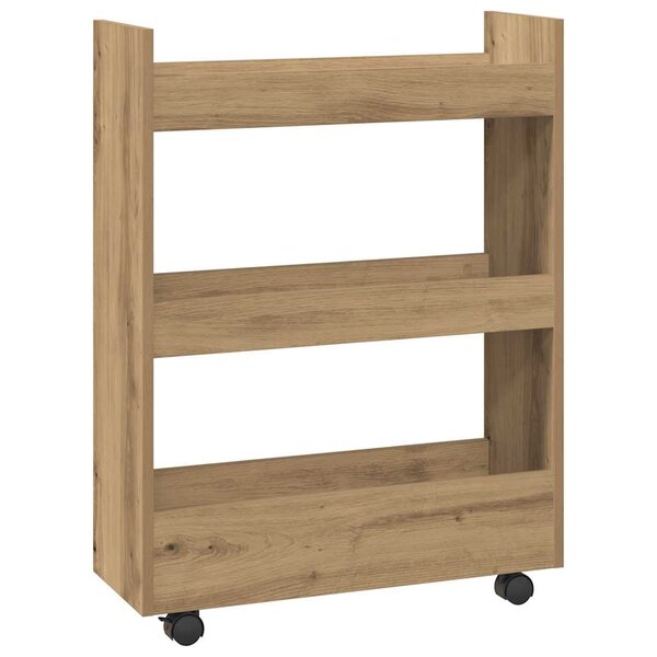vidaXL Chariot de rangement étroit 3 niveaux chêne artisanal