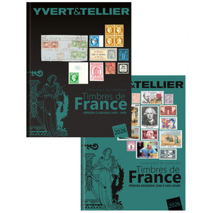 Catalogue de cotation timbres de France 2026 Yvert et Tellier en 2 tomes.