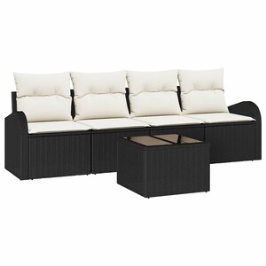 vidaXL Ensemble de canapé de jardin 5 Pièces Noir 55 x 55 x 37 cm
