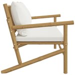 vidaXL Banc de jardin avec coussins blanc crème bambou