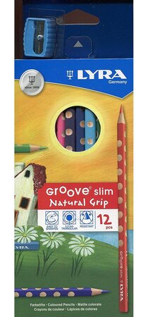 Etui 12 crayons de couleurs groove slim triangulaires avec taille-crayons lyra