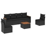 vidaXL Salon de jardin 7 Pièces avec coussins noir résine tressée