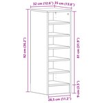 Armoire à chaussures vidaXL en chêne noir 31 5x35x90 cm en bois reconstitué