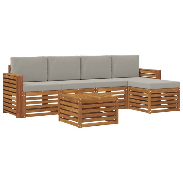 vidaXL Ensemble de canapés d'extérieur 6 Pièces Gris Naturel et Clair