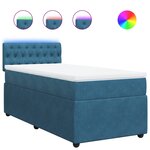 vidaXL Sommier à lattes de lit avec matelas bleu 90x200 cm velours