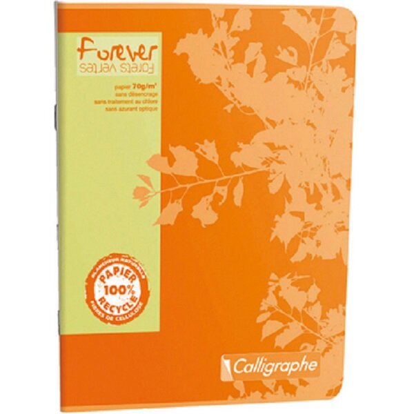 FOREVER Calligraphe, Cahier piqué 17x22 96p séyès 70g recyclé couleur aleatoire