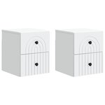 vidaXL Cabinet de chevet mural 2 Pièces Blanc 33 x 34 5 x 40 cm