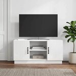 vidaXL Meuble TV 102 x 34 5 x 47 cm Blanc brillant Bois d'ingénierie