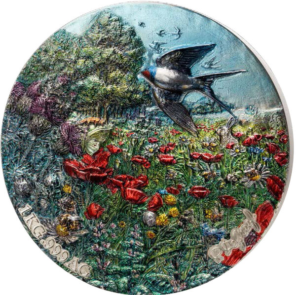 Pièce de monnaie en Argent 10000 Francs g 1000 (1 Kg) Millésime 2023 Nature in Danger FLOWER MEADOW