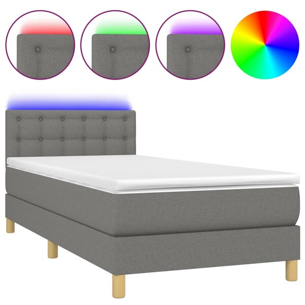 vidaXL Sommier à lattes de lit avec matelas et LED Gris foncé 80x200cm