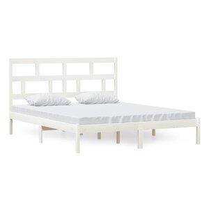 vidaXL Cadre de lit Blanc Bois de pin massif 160x200 cm