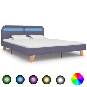 vidaXL Cadre de lit avec LED sans matelas gris clair tissu 160x200 cm