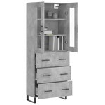 vidaXL Buffet haut Gris béton 69 5x34x180 cm Bois d'ingénierie