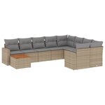 vidaXL Salon de jardin et coussins 10 Pièces mélange beige résine tressée