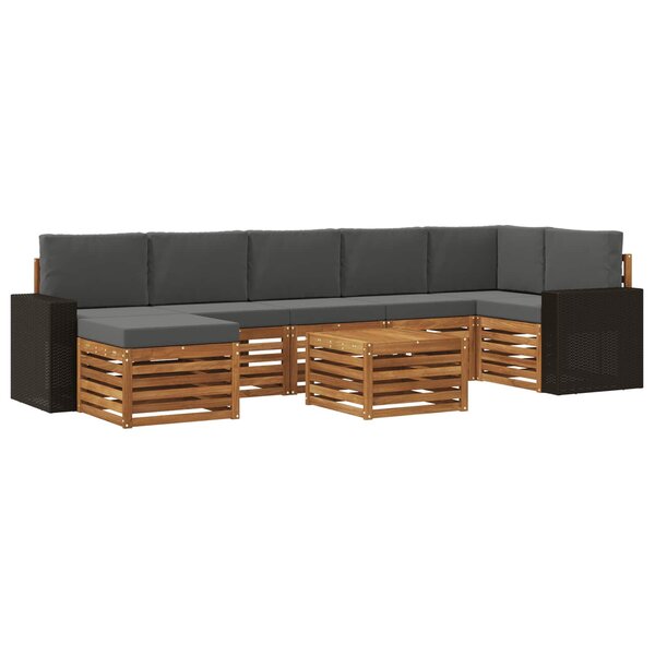 vidaXL Ensemble de canapés d'extérieur 8 pc Naturel et Anthracite