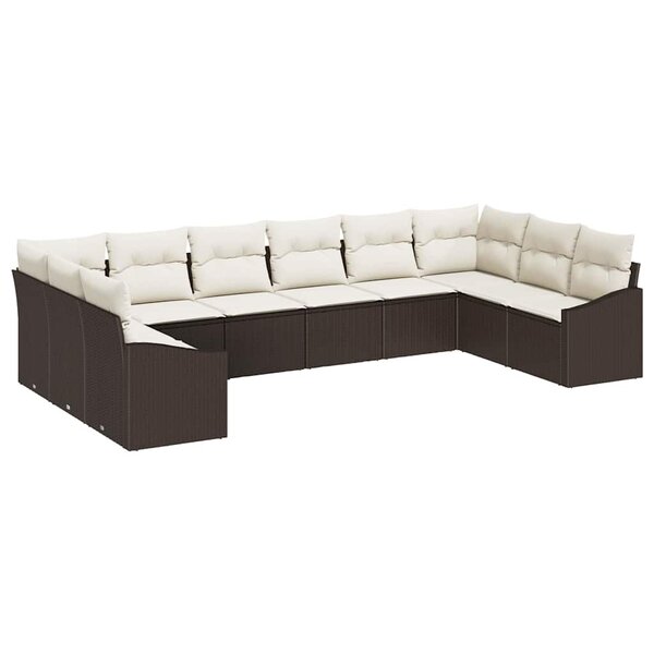 vidaXL Ensemble de salle à manger pour jardin 10 Pièces Marron  Crème