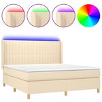 vidaXL Sommier à lattes de lit matelas et LED Crème 180x200 cm Tissu