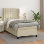 vidaXL Lit à sommier tapissier avec matelas Crème 90x190 cm Similicuir