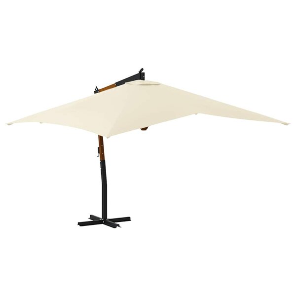 vidaXL Parasol de jardin en porte-à-faux avec mât en bois blanc sable