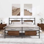 vidaXL Cadre de lit en métal sans matelas chêne marron 160x200 cm