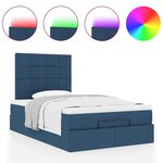vidaXL Cadre de lit ottoman avec matelas bleu 120x190 cm tissu