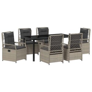 vidaXL Ensemble de salle à manger pour jardin 7 Pièces Gris clair