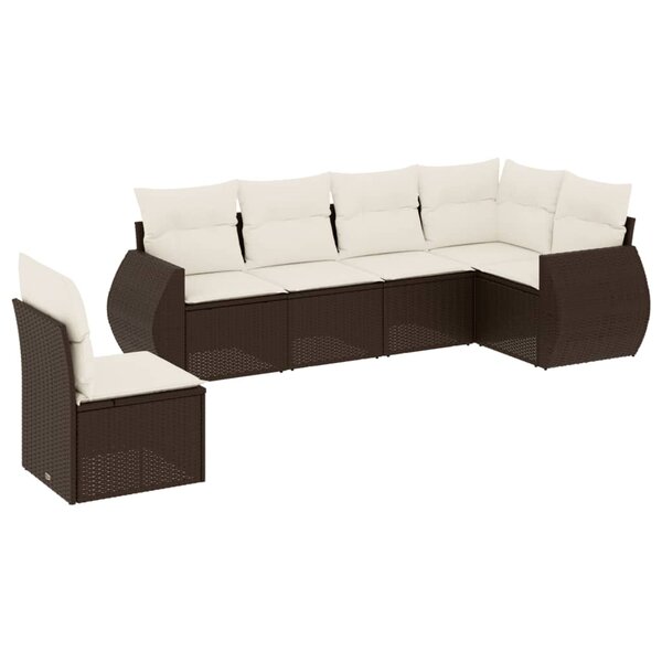 vidaXL Salon de jardin avec coussins 6 Pièces marron résine tressée