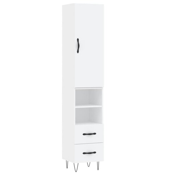 vidaXL Buffet haut Blanc 34 5x34x180 cm Bois d'ingénierie